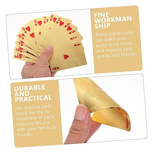 BESTonZON 3stücke Goldene wasserdichte Pokerkarten Aus Hochwertiges Kartenspiel Für Partys Und Unterhaltung Für Texas Hold Und Andere Spiele Langlebig Und Leicht Zu Reinigen – Bild 4