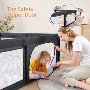 Baby playpen foldable play pens for babies with bottom 79x59in baby gate playpen large play yard center baby fence play area kids play penblack  urban country home decor