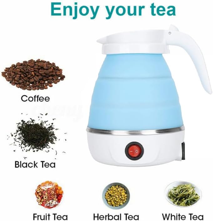 Miniatura 9 de Hervidor eléctrico plegable, silicona de grado alimenticio mejorada, 400 W, 20.3 fl oz, calor flash, pequeño hervidor eléctrico portátil de viaje,