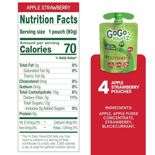 image for GoGo squeeZ Fruit on the Go, Apple Strawberry, 3.2 oz (Pack of 4), Uns