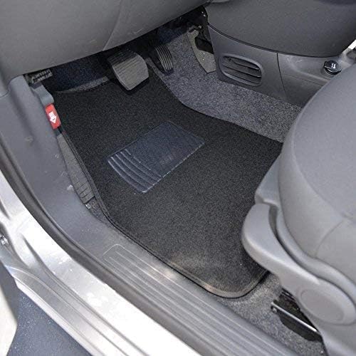 BDK InterLock Car Floor Mats - Secure No-Slip Technology for Automotive Interiors - 4pc Inter-Locking Carpet (Black) (826942129223)