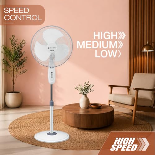 Image of SINGER Brissa 32 High Speed Pedestal Fan | 115W Power | 100% Copper Motor | 100 CMM Air Delivery | 2100 RPM | Silent Operation | Adjustable Height | 2 Years Warranty | ISI Certified