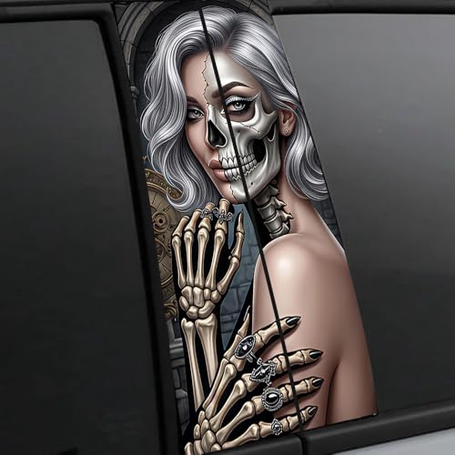Image of Halloween Cars Body Horror Sticker, Classic Horror Movie Characters Peeking Decal Michae Waterproof Scary Vinyl Stickers for Bumper Car Decals 11in*18.89in (Skeleton Hand Beauty)
