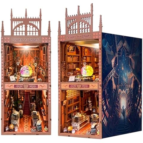DIY Book Nook Kits, DIY Miniature Doll House Kit, 3D Wooden Puzzle Dollhouse Kit for Adults and Teens, Bookshelf Insert Decor, DIY Craft Gift Model Build with Colored Magic Ball Cover