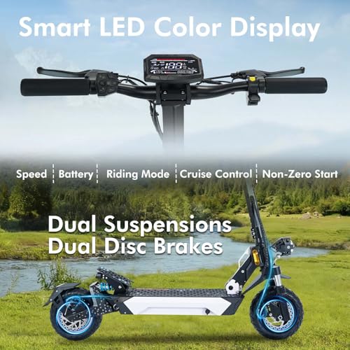 Electric Scooter Adults,1600W Fast Scooter,36 MPH Top Speed & 40 Miles Long Rang,10″ Off-Road Kick Scooter with Suspensions, Folding E Scooter for Teens and Adults,Commute Scooter