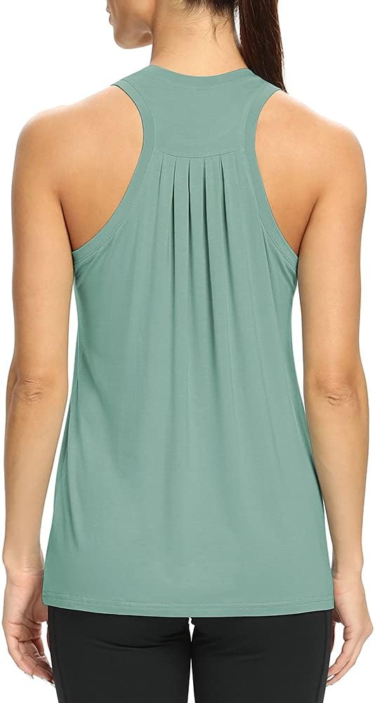 Mippo Workout Tops for Women High Neck Racerback Tank Tops Loose Fit Athletic Yoga Shirts
