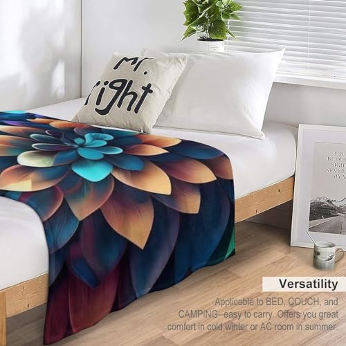 Couverture molleton de flanelle motif fleurs anti-froid lit