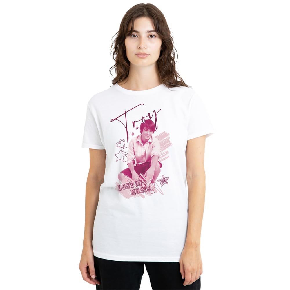 Disney Women's White High School Musical Troy T-Shirt, Extra Large