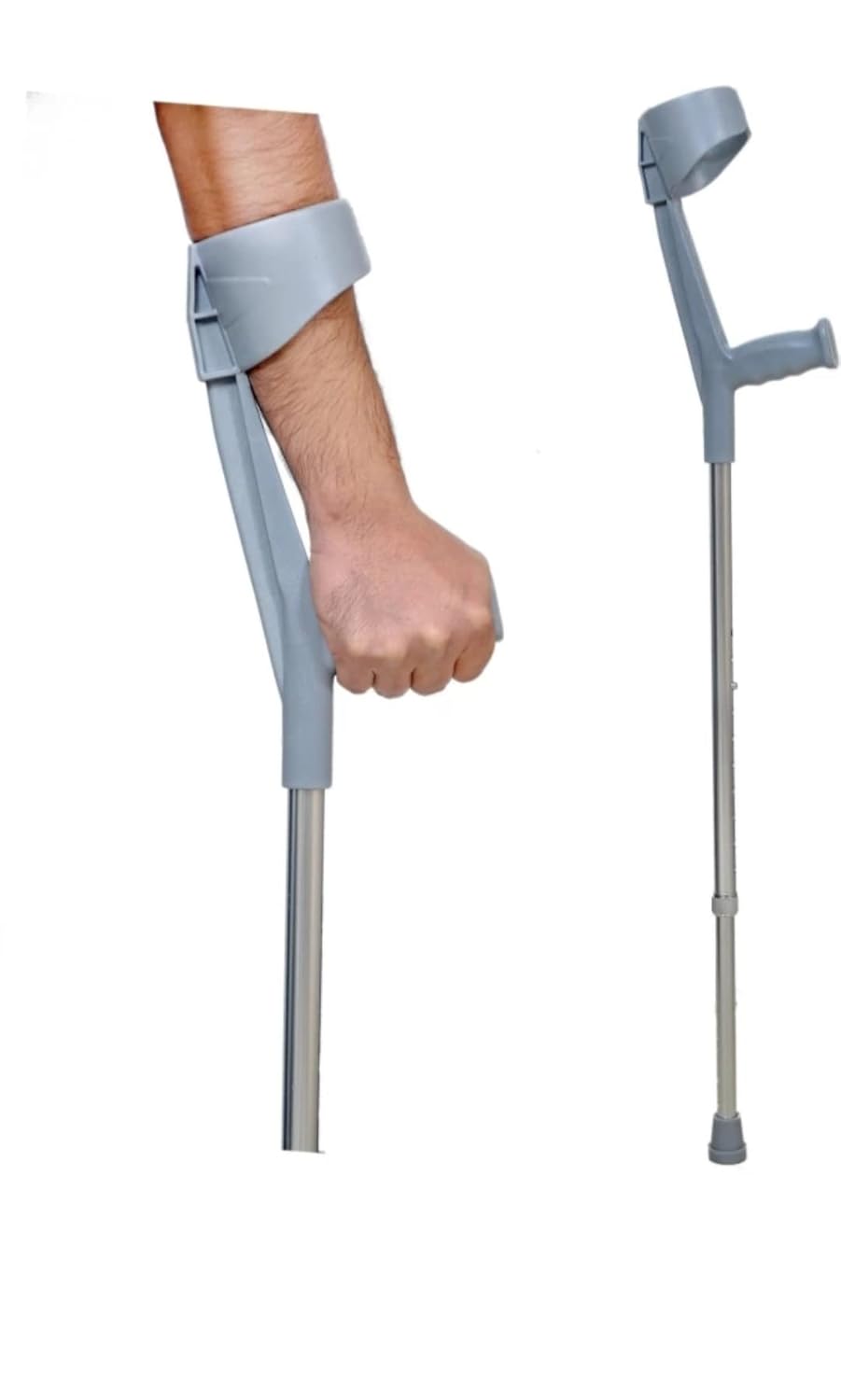 Naisa Surgical Forearm Grey Crutches and Elbow Sticks Pair for Leg