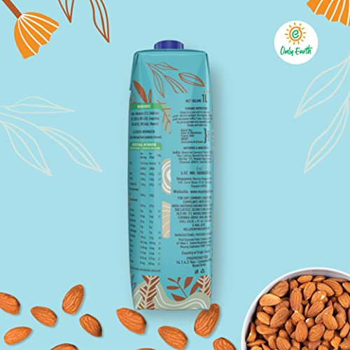 Image of Only Earth Almond Milk | Unsweetened Drink | Lactose-Free | Preservatives Free | No Added Sugar | Made with Natural Almond Paste | Source of Fibre | Rich in Vitamin E | Rich Texture of Roasted Almond | Dairy Alternative | No Trans-Fat | Soya Free | Plant-Based Alternative | Imported (1 l(Pack of 3))