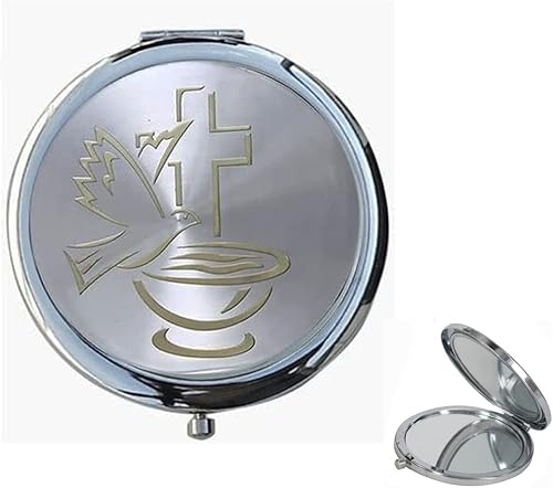 RBN Bautismo Favor Primera Comunión Espejo Compacto Bautizo Favor Fiesta Favor Espíritu Santo Maquillaje Compacto Recuerdos bautizo - (12 PCS)