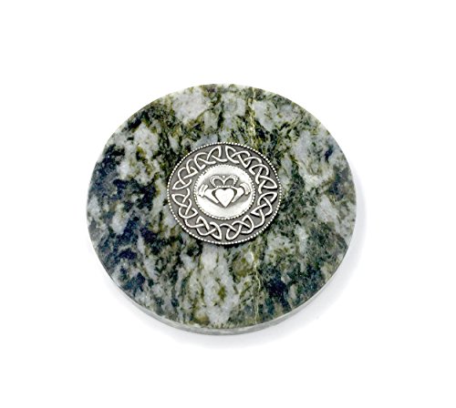 Irish Claddagh Medallion on Connemara Marble Paperweight