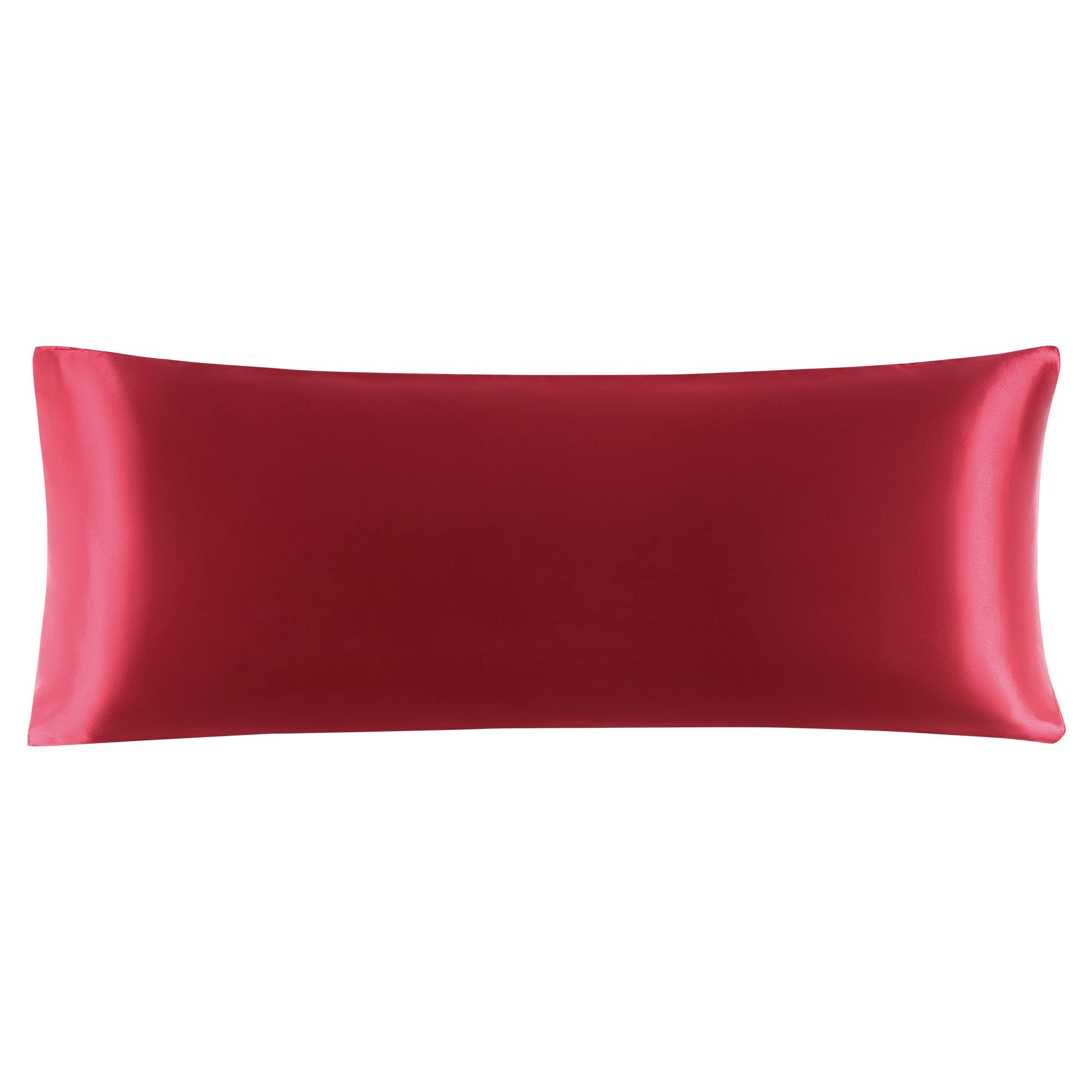 sourcing map Bolster Pillow Cases Soft Silky Satin Body Pillow Cover 4.6ft Long Pillowcase for Body Pillow 20"x56" Wine