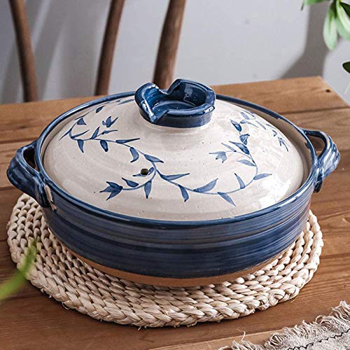 Kingbar Traditioneller Japanischer Donabe-Tontopf-Auflauf, Familien-Hot Pot, Runder Isolierkeramik-Auflauf, Suppentopf zum Dämpfen Von Köchelndem, Langsam Eintopfendem Kochtopf, 1.2L Cover
