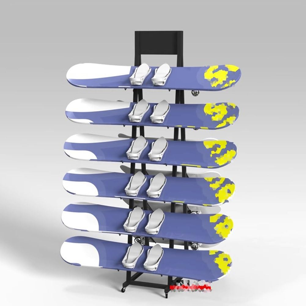 Support de rangement pour skis pour garage, planche à neige avec roulettes, intérieur et extérieur, support de rangement d'outils de jardin, support de rangement multifonctionnel pour planche à neige