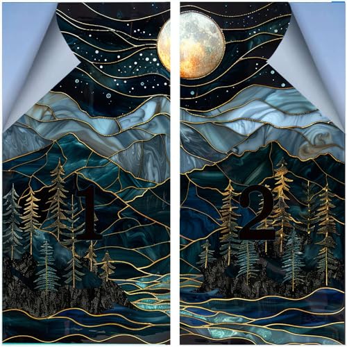 Vinilo decorativo para ventana con diseño Moon Mountain 23.6x35.4 in x 2 piezas miniatura 3