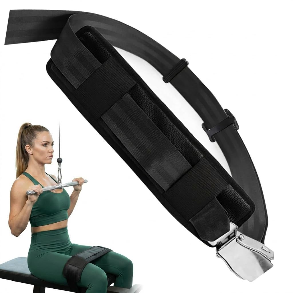Nordic Hamstring Curl Bench Strap, Leather Cushion, 63in, Dual-Lock