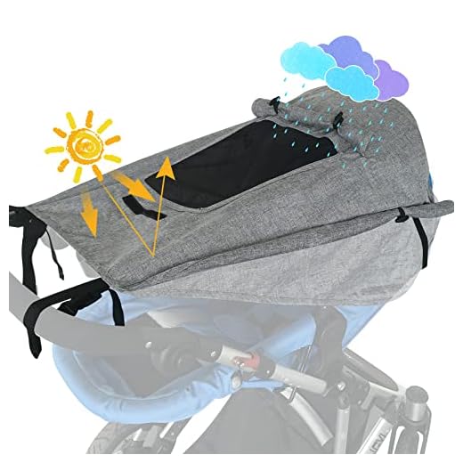 WD&CD Parasoles para Silla de Paseo, Impermeable Funda para Cochecito de Bebé, Toldo Oscuro Universal para Bebés Cochecitos- Parasol Ajustable con Protección UV 50+, Gris