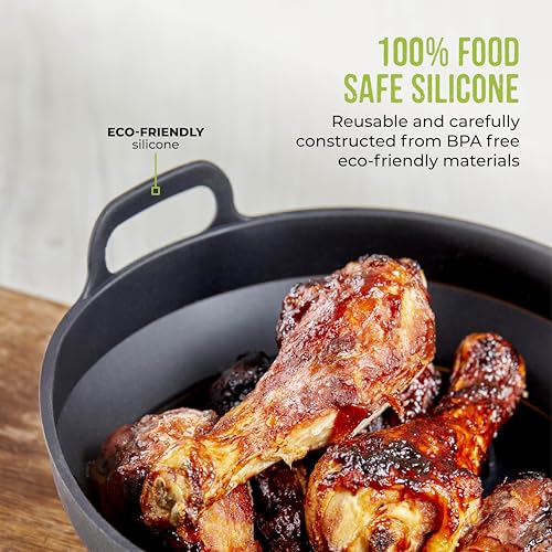 Tower Round Air Fryer Trays, 2pc Circular Reusable Premium Grade Silicone Liners, Suitable for Most Air Fryers 4L and Up, Including Tower Vortx and Ninja Foodi, Non-Stick, Dishwasher Safe, T843090 - Image 4