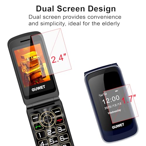 2G Seniorenhandy Klapphandy ohne Vertrag, Rentner Handy Großen Tasten, SOS Notruffunktion, 1600 mAh Akku, 2.4"+1.77" Dual Display, Dual SIM mit Notruftaste, Blau. – Bild 4