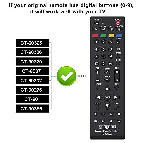 Gvirtue Universal Remote Control Ts-13+Al Replacement For Toshiba-Tv-Remote All Toshiba 3D Lcd Hdtv 4K Led Smart Tv Fire Tv With Learning Function #TOP1