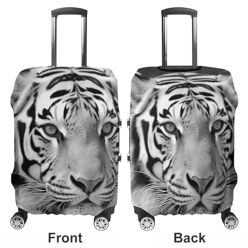 Black White Tiger Suitcase Cover Washable Luggage Cover Dust-proof Luggage Protector Cover Anti-Scratch Travel Suitcase Protector Fits 18-32 Inch Luggage S3