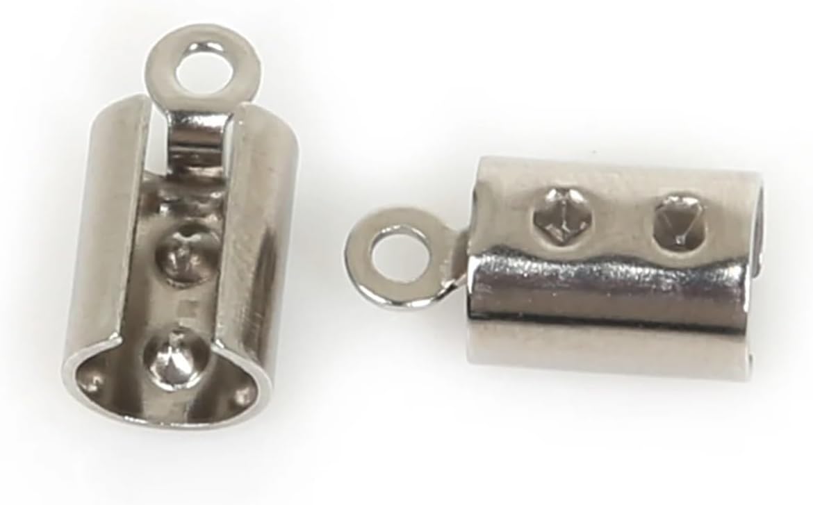 Cord End Caps Cord End Caps 200pcs Stainless Steel Rope Chain Cords Crimp Bead Connector(Style 03)