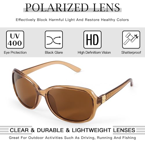 Image of SIPHEW Polarized Sunglasses for Women | UV400 Protection | Vintage Sun Glasses,Wraparound Shade,Lightweight & Comfortable,Big Sunnies eyewear,Driving,Outdoors