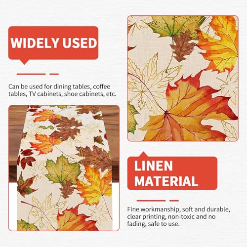 Autumn Table Runner,Fall Thanksgiving Dining Table Cloth Maple Leaf Print Tablecloth Orange Autumnal Centerpiece Decorations Fabric Home Decor,for Harvest Birthday Kitchen Placemats Festival Supplies - Cosy Home Interiors Autumn Table Runner,Fall Thanksgiving Dining Table Cloth Maple Leaf Print Tablecloth Orange Autumnal Centerpiece Decorations Fabric Home Decor,for Harvest Birthday Kitchen Placemats Festival Supplies - Image 3