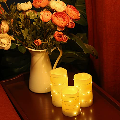 H-Blossom S-3 Flickering Flameless Candles Ivory Real Wax Pillar thumb #2