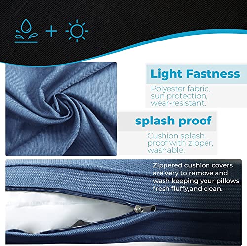Solaura 12 Pieces Patio Seat Cushion Covers Replacement, Washable Outdoor Furniture Cushion Slipcovers(6 Seat Cushion Covers And 6 Backrest Pillow Covers) With Zipper For Patio Sofa - Denim Blue #TOP1