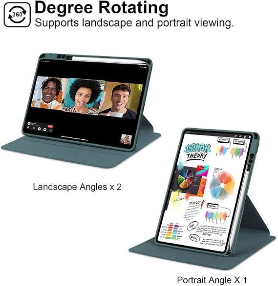 Rotating Case for Huawei MatePad Pro 13.2 inch 2023 with Pencil Holder,360 Degree Rotation Protective Stand Smart Tablet Slim Hard Shell Folio Cover Clear Back,Auto Wake/Sleep (Dark Green)