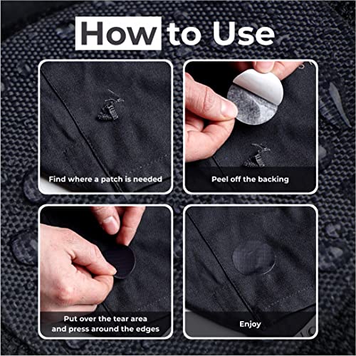 aZengear Repair Patches for Down Jackets - Waterproof, Pre-Cut, Self-Adhesive, Tear-Cold-Heat-Resistant Nylon Polyester Fabric to Fix Puffer Coats, Gear, Tents (11 Pieces, Dark Grey)