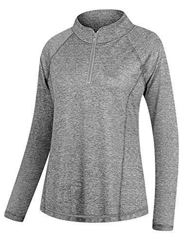 Luranee Activewear for Women, Plus Size Long Sleeve Dry Fit Athletic Tops Relaxed 1/4 Zip Pilates Running Cycling Jogging Pullover Gym Hiking Jacket Outfits Tops for Leggings Grey XL - Thumbnail 2