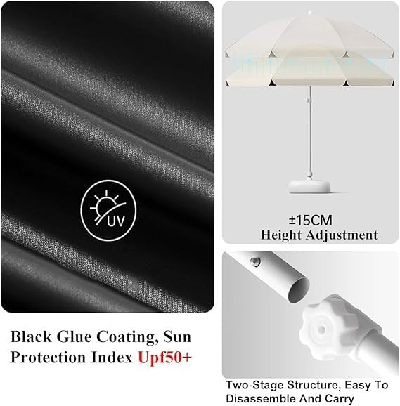 Sombrilla portátil 240 cm protección UV para patio exterior terraza 6