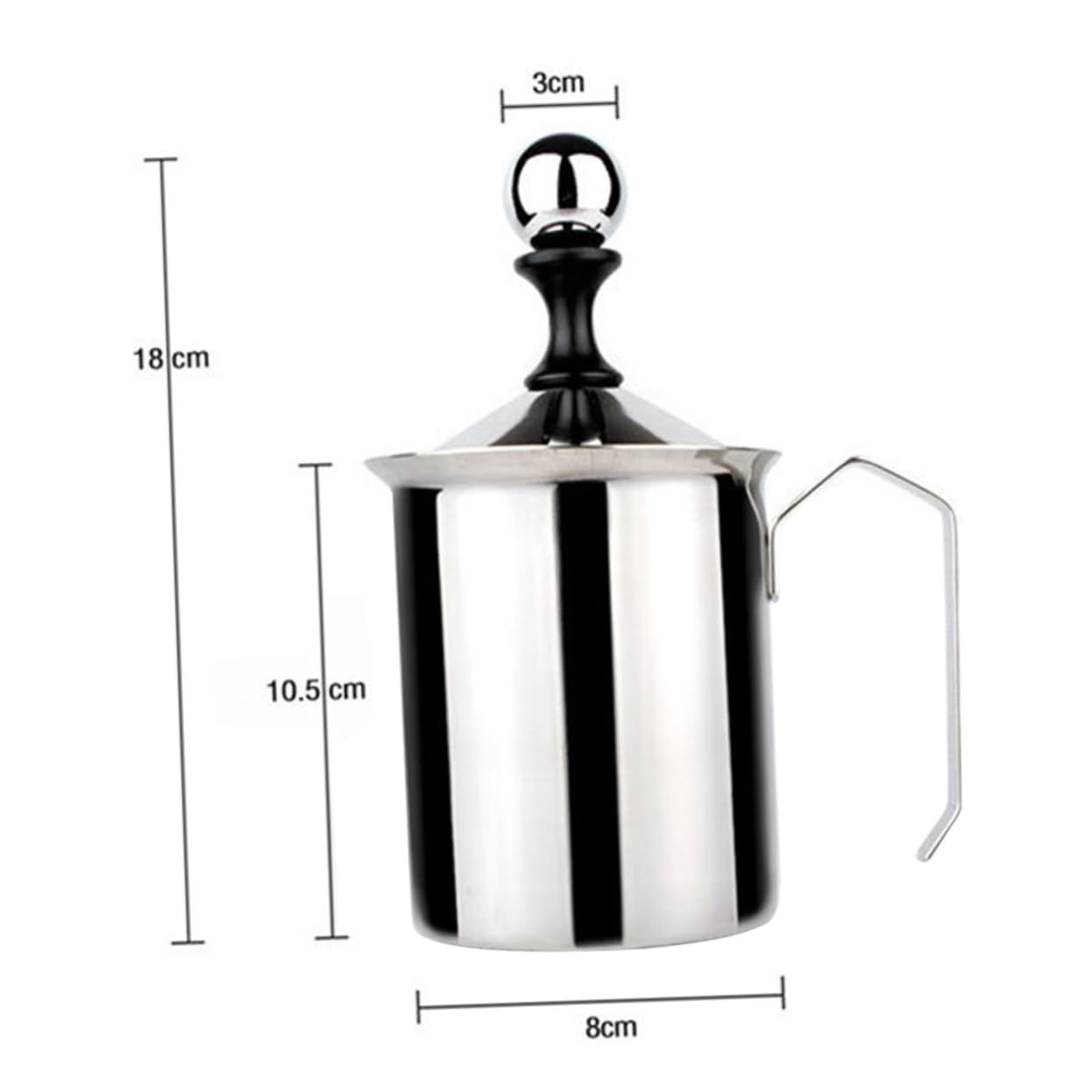 Montalatte in Acciaio Inox Argento Manuale per Caffè e Latte