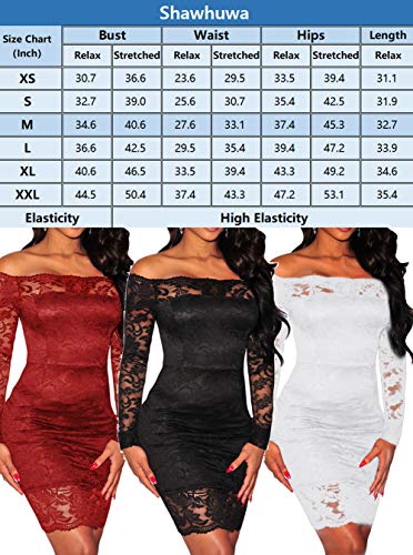 Midi Bodycon Dress Bodycon Full Sleeve Floral Lace Slim Fitting Zipper Mini Dress White Small #TOP2