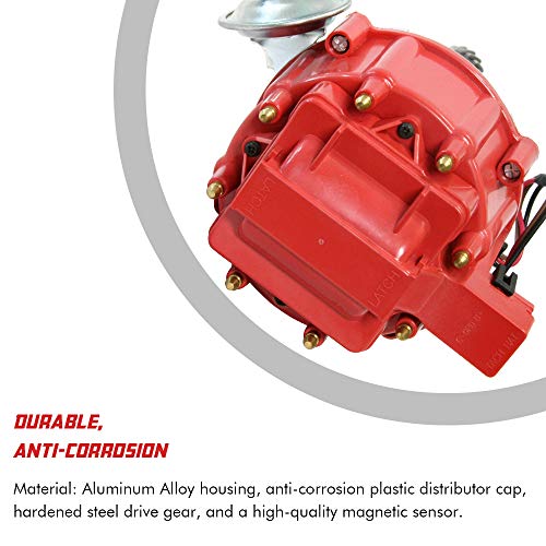 Thebigdeals Hei Distributor 65K Coil For Small Block Ford 260 289 302 5.0L With Red Cap Ignition Distributor One Wire Installation #TOP1