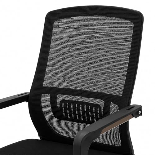Image of OfficeCore | Visitor Chair with Arm Rest | Office Reception | Chrome Cantilever Metal Frame | Mesh Back | Study Chair Without Wheels (2, Dark Black, Mesh Back)