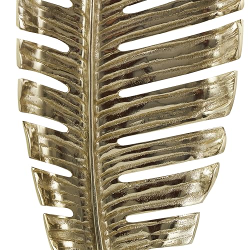 Escultura Decorativa de Hoja de Metal Dorado con Base de Mármol Negro miniatura 5