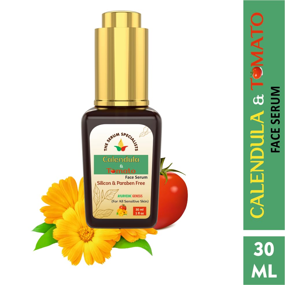 Image of Calendula & Tomato Face Serum - Soothes & Balances Skin | Infused with Calendula & Tomato Extracts | Calming & Antioxidant-rich | All Skin Types - 30ml