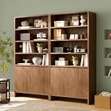 AMERLIFE 71' Modern Bookcase Set of 2 with Storage Cabinets, Brown