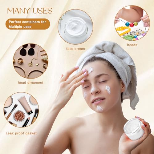 Image of Patelai 4 Pcs Plastic Jars Wide Mouth with Lids,1 Ounce,Clear | Travel Size for Creams Oils, Clear Round Storage Cosmetics Containers, Leak Proof Screw on Lids for Makeup Beauty DIY