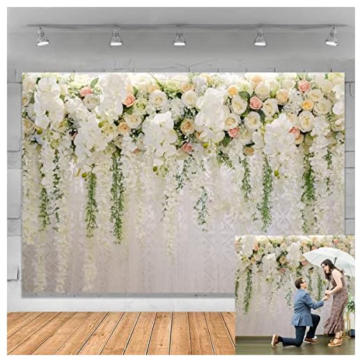 Bridal Shower 7x5ft Vinyl Wedding Floral Wall Backdrop White and Green Wisteria Rose Flowers Dessert Table Decoration Newborn Background for Photography XT-6749