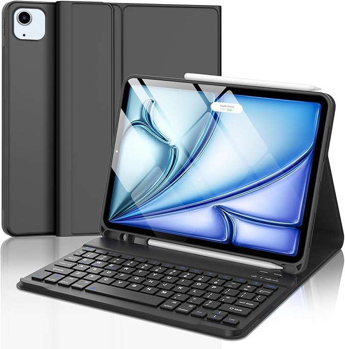 iPad Air 11インチ (2024 M2 2025 M3) マジックキーボード iPad Air 6 i-Pad A-ir 第5/4世代 キーボードケース マルチタッチジェスチャー対応 バックライト付き 磁気吸着 第4/3/2/1世代適用