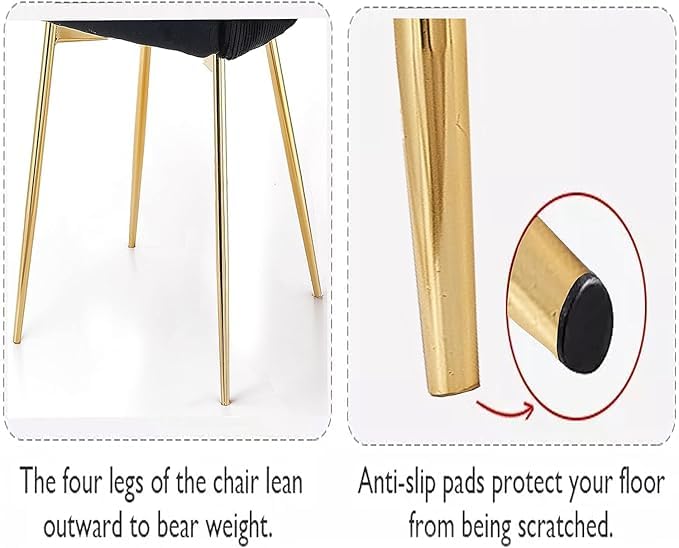 Image of Blue Velvet Chair for Home | Modern Accent Armchair in Soft Velvet Fabric with Golden Legs | Set of 2 Premium Accent Chair for Living Room Bedroom Restaurent | Blue, 2 pc