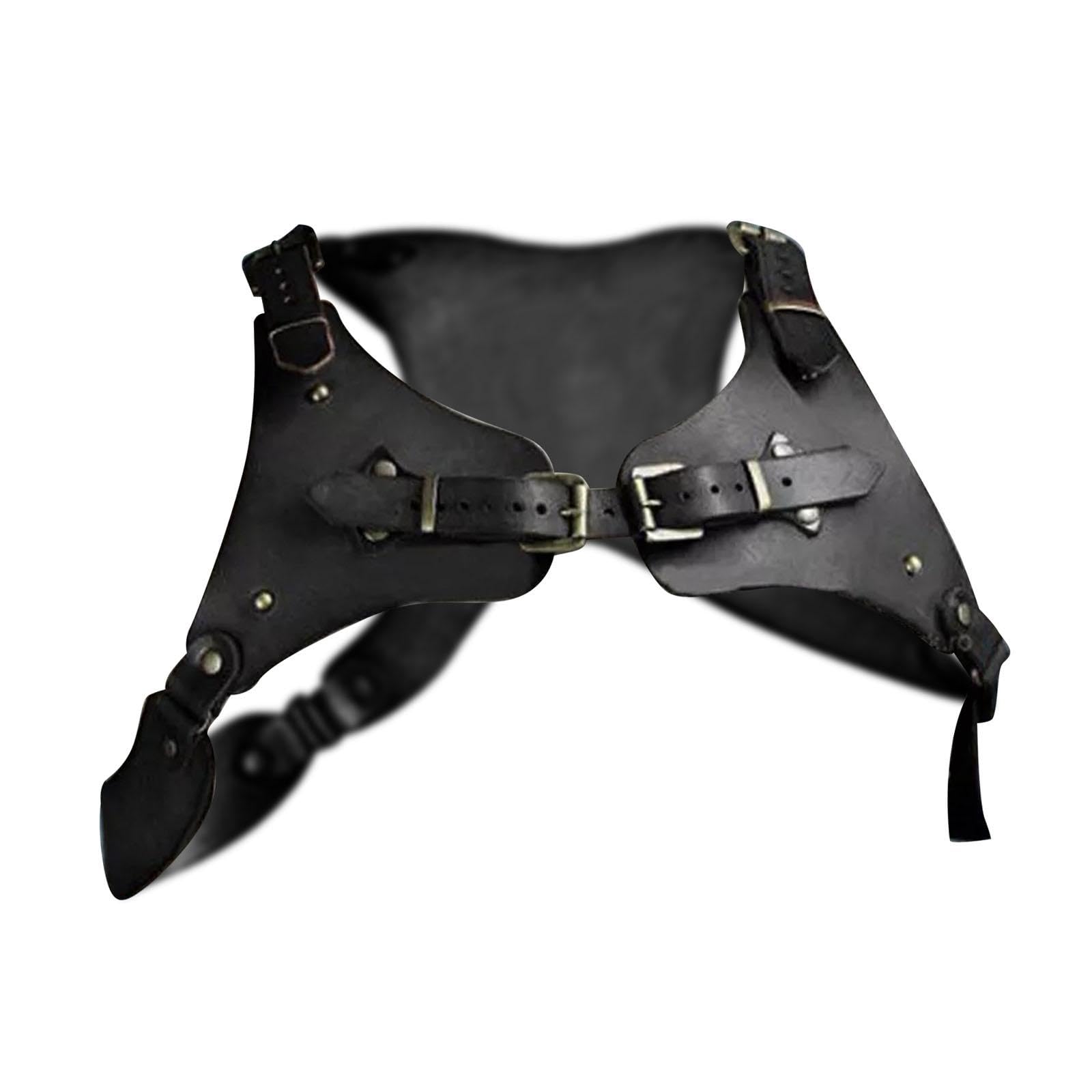 Steampunk Imbracatura per Il Torace Spalla Armatura per Il Torace Pelle PU per Uomo Cintura per Il Corpo Armatura per la Spalla per Vestire Il, Nero