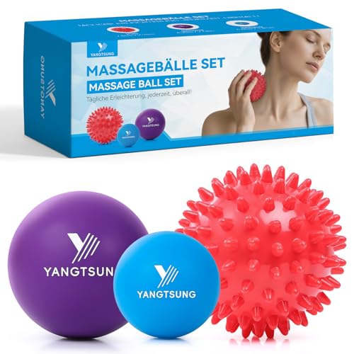 YANGTSUNG Set de Pelotas de Masaje, 1 Pincho y 2 Bolas de Lacrosse, para Automasaje, Liberación Miofascial, Trigger Point, Crossfit y Fascitis Plantar. Alivia Dolores Musculares en Espalda, Pies.
