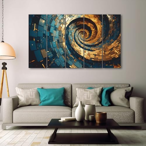 Image of The Castle Decor Abstract modern painting with frame 5 Big Size (27x48) Wall Art for living room,Bedroom,Drawing room,Hotels-Wooden Framed-Digital Painting