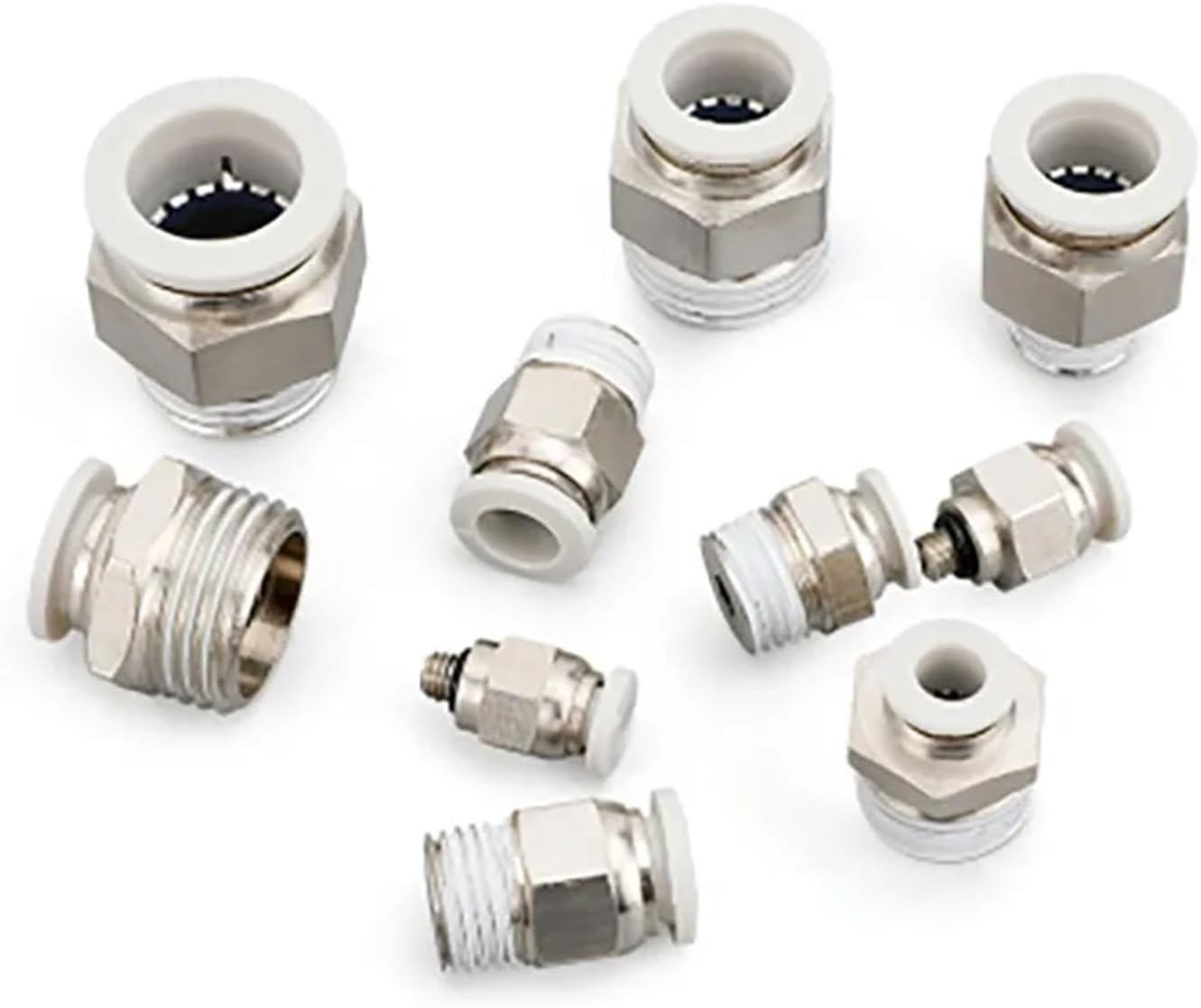 PC4-01/PC4-02/PC6-02/PC8-01_White Pipe Connector Quick Male Straight One-Touch Fittings Pneumatic Fitting 10Pcs(PC4-M5-White)